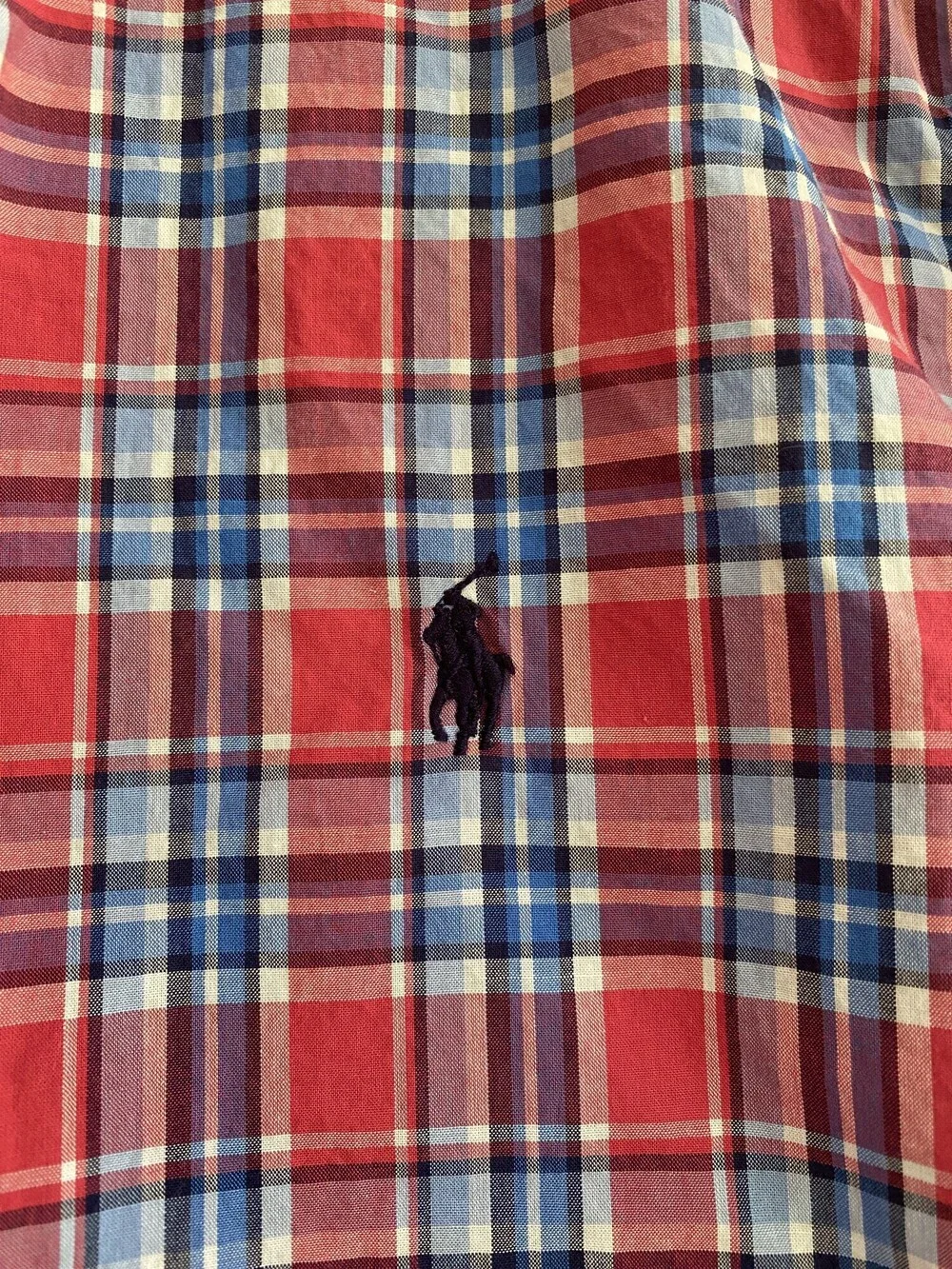 Ralph Lauren Boys Red Blue Plaid Button Down Shirt L 14-16
